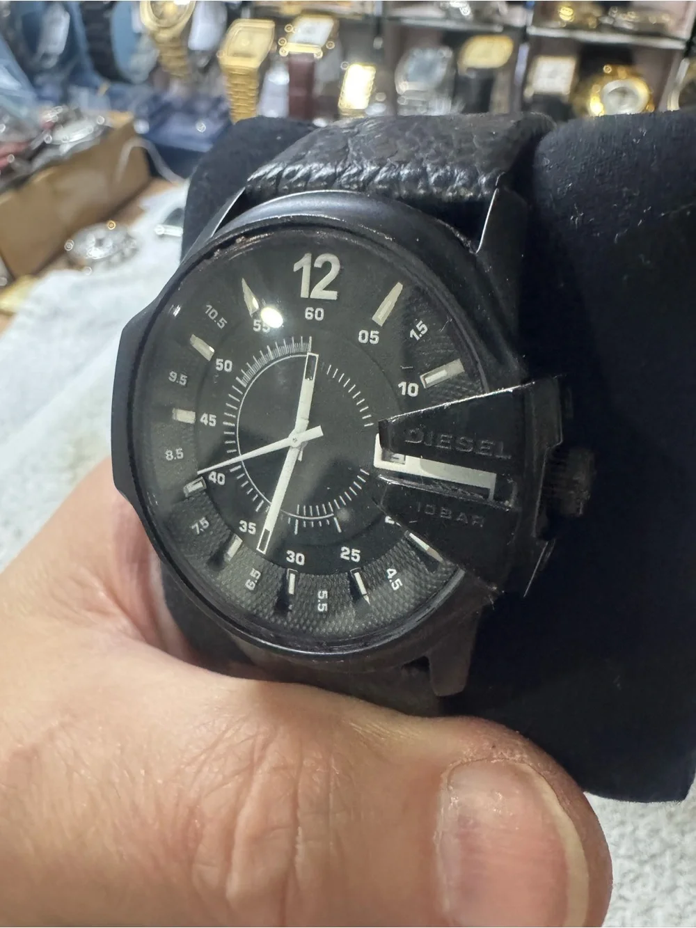#50 Diesel Black Men's Analog Watch with Silver Accents